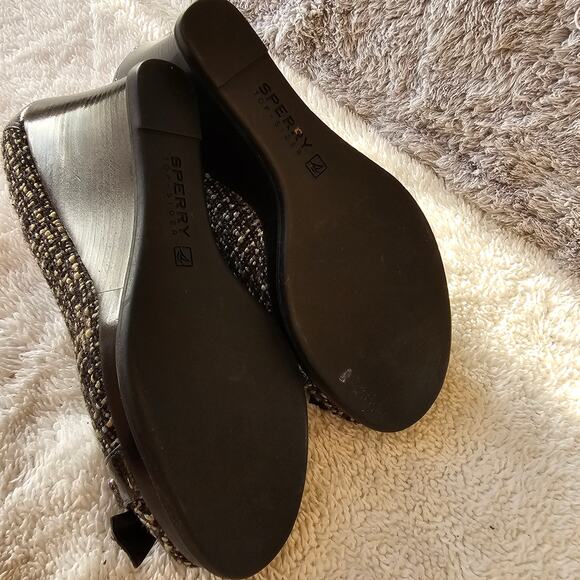 Sperry Top Sider Women's Tweed Peep Toe Slip On Wedge Heels Size 7.5M Multicolor - Picture 6 of 7